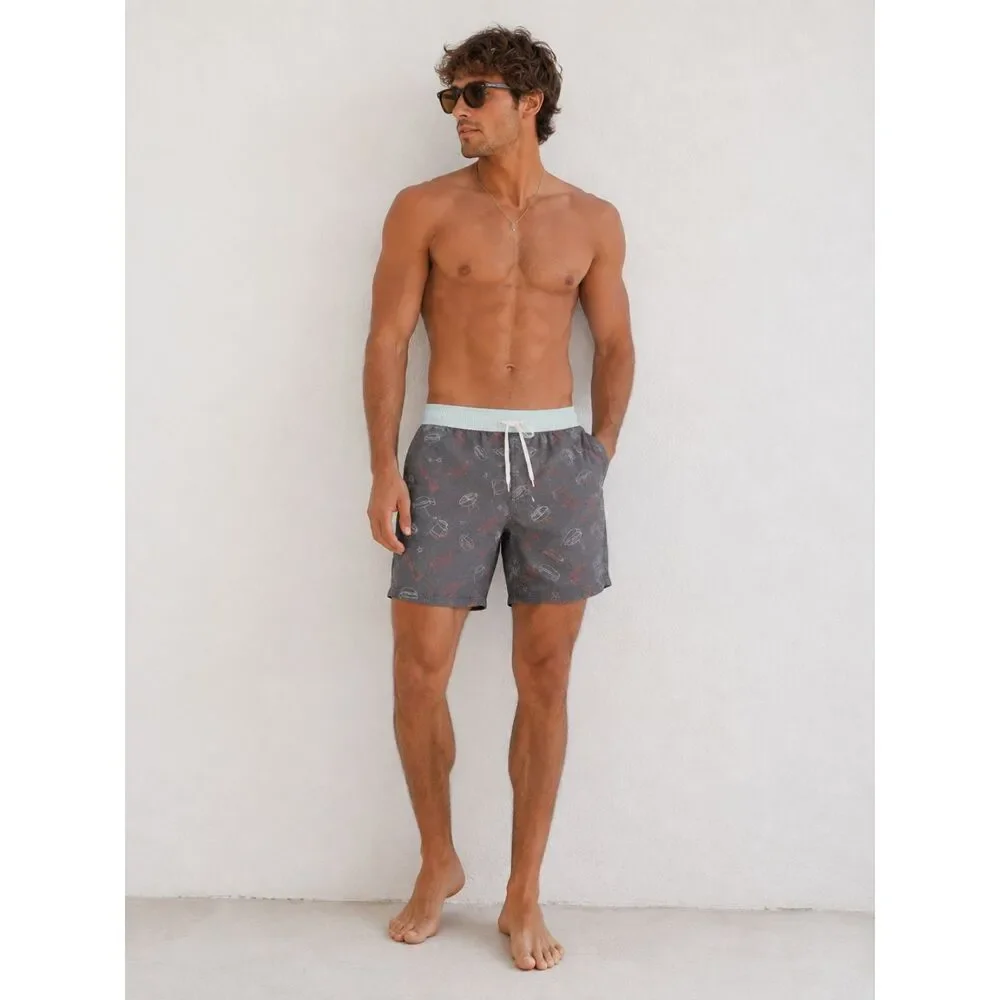 Departwest Men’s Grill Print Swim Trunks